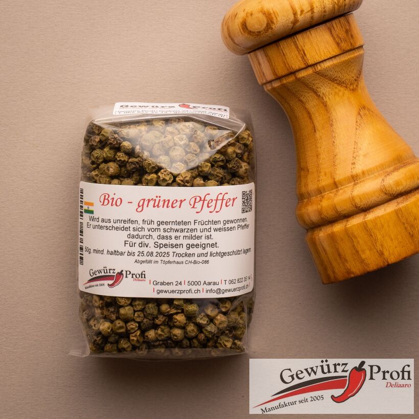 Bio Grüner Pfeffer 50g - Gewürz Profi Deliaaro Onlineshop, CHF 7.00