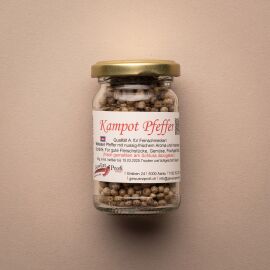 Kampot Pfeffer weiss ganz 60g, Glas